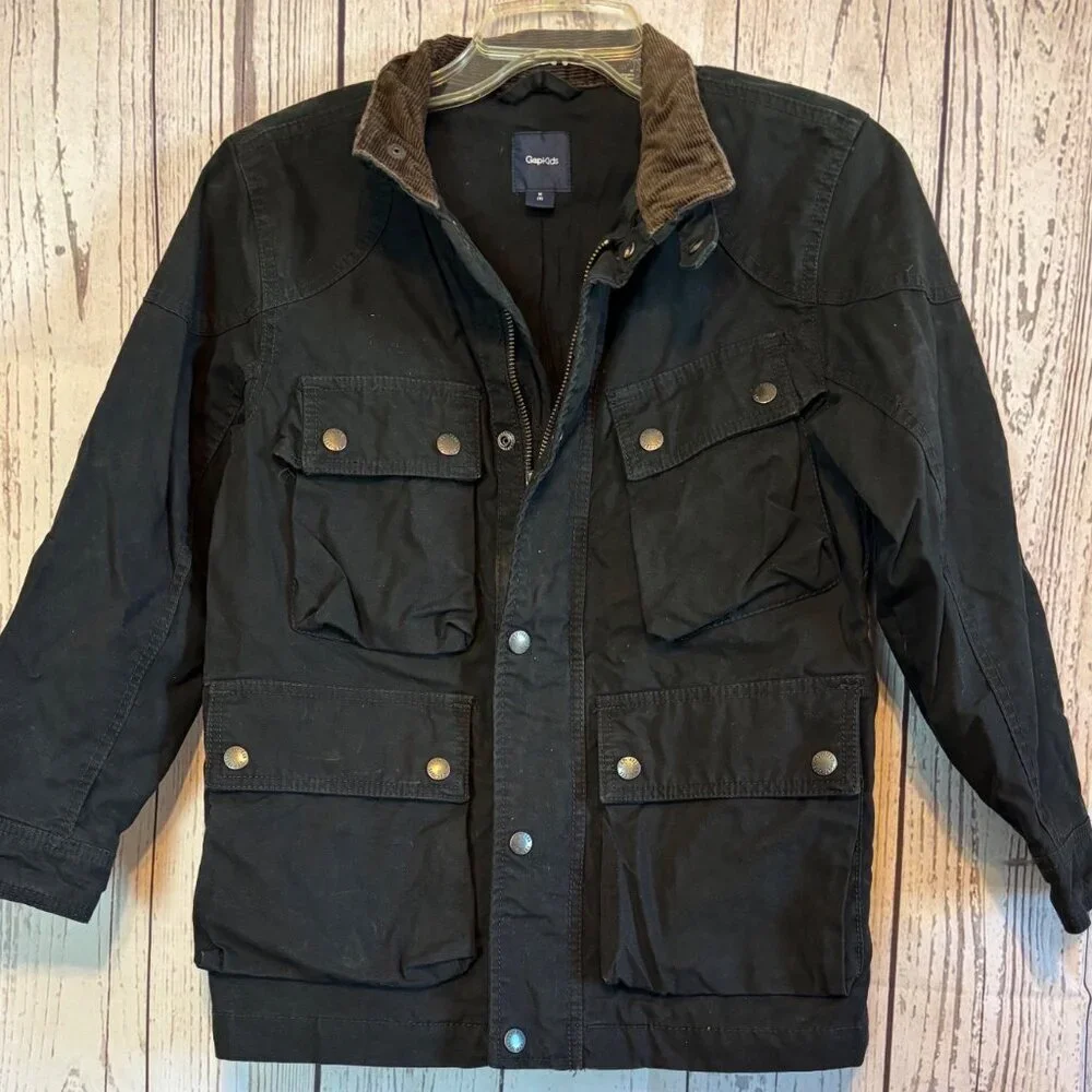 GapKids Black Cotton With Brown Corduroy Collar Medium Weight Size Kids 8